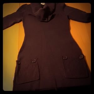 Purple knit dress with pockets